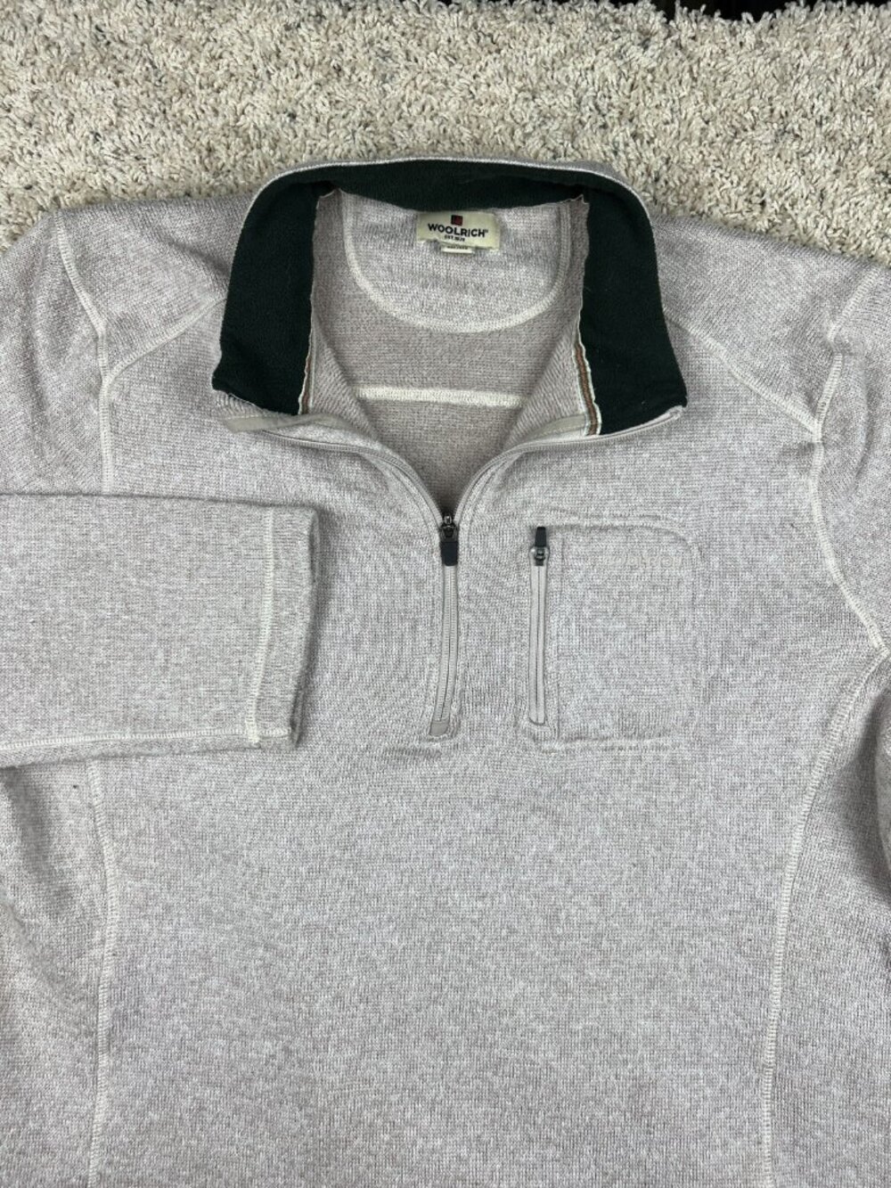 Woolrich Pullover Quarter Zip Beige Outdoor Soft Sweater Size XXL 2XL EUC